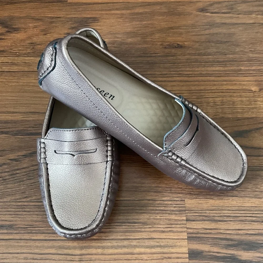 Bronze Color Flats with Moccasin Stitching and Slip-On Design NWOT